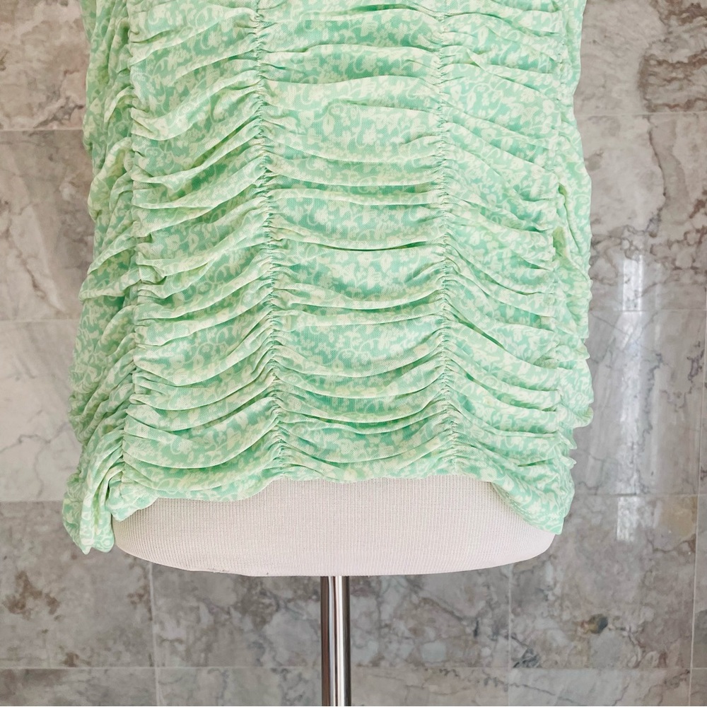 Torrid Mint Floral Stretch Mesh Cropped Shirred Cami - Picture 3 of 7